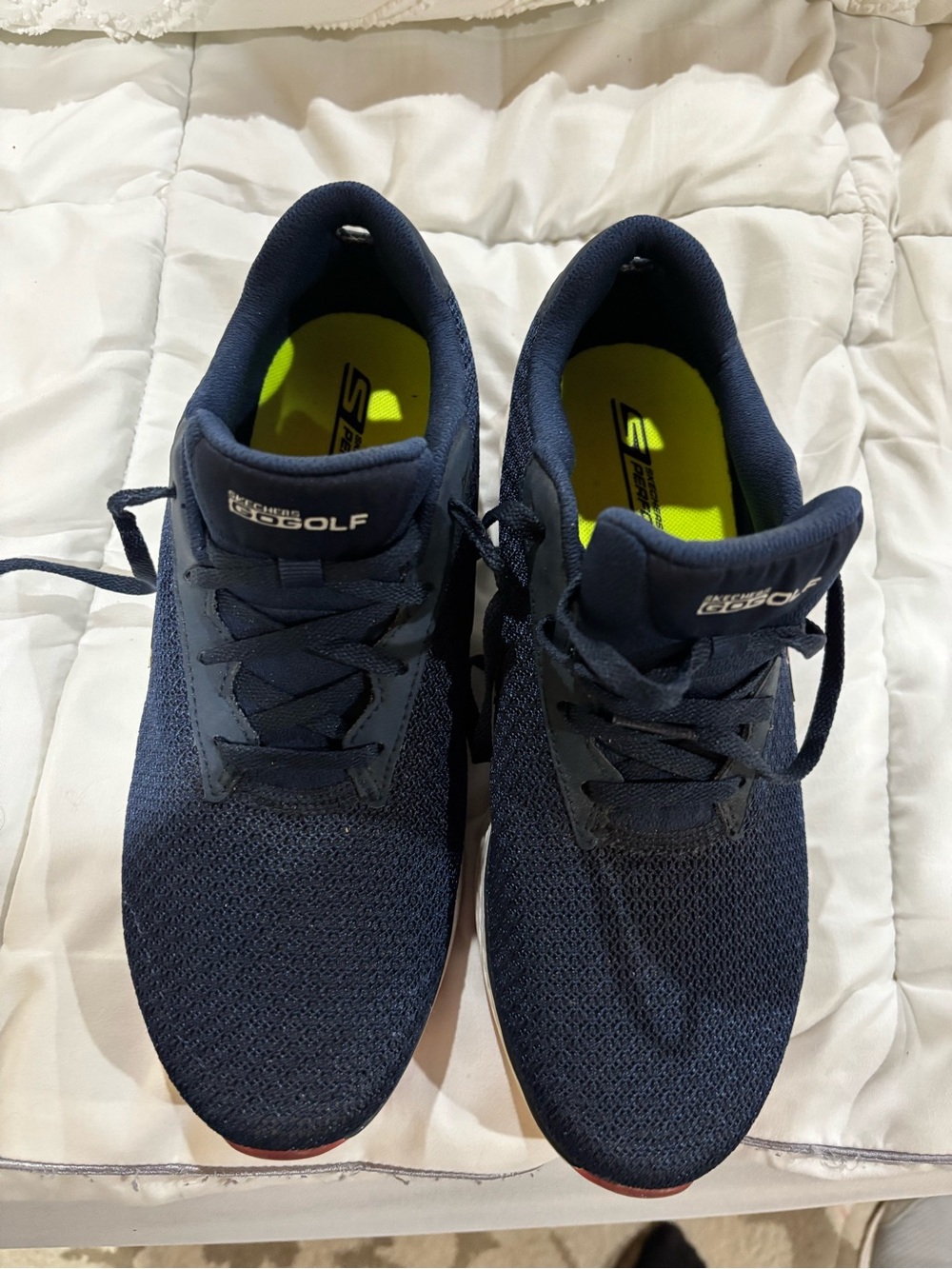 Skechers Navy ladies golf shoes Knit Golf Sneakers with Lime Insole